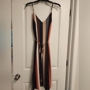 Lulus multi color stripped midi slip dress